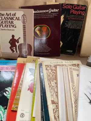 Variety of guitar books and accessories