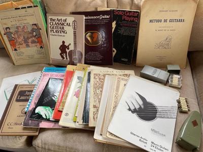 Variety of guitar books and accessories
