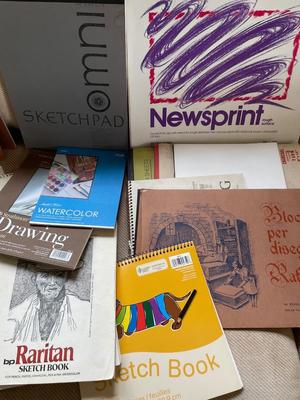 Large group of sketchpads, unused