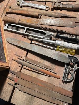 Vintage tools and apple box