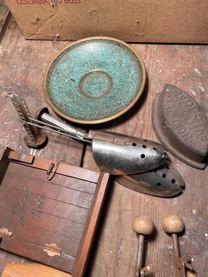 Clock parts, shoe forms, and miscellaneous