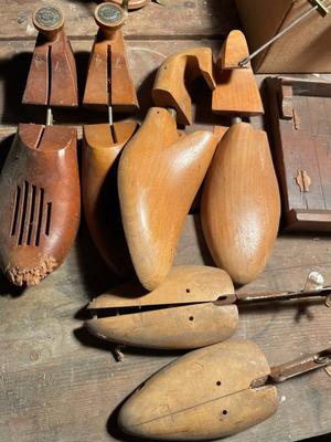 Clock parts, shoe forms, and miscellaneous