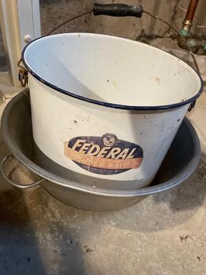 Plant stands, pots, bucket