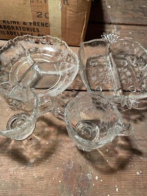 Variety of glass & China with enamel pan