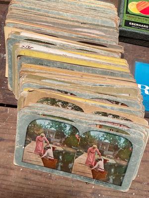 Vintage stereoscope cards and games