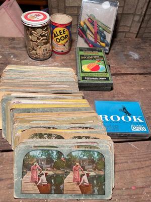 Vintage stereoscope cards and games