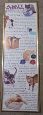 A Cat's Wisdom" framed poster, 36"x10"