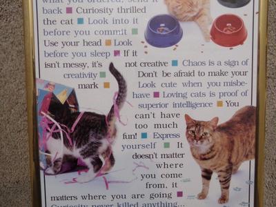 A Cat's Wisdom" framed poster, 36"x10"