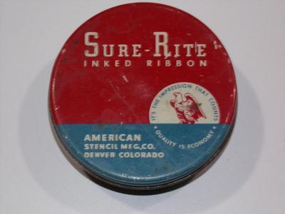 OLD Sure-Rite typewriter ribbon metal canister