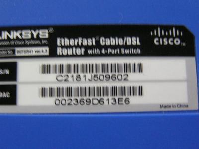 CISCO LINKSYS EtherFast Cable/DSL Router w/ 4-Port Switch