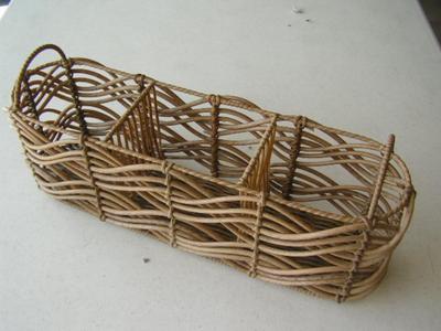 . Decorative long basket will hold 3 bottles or ??