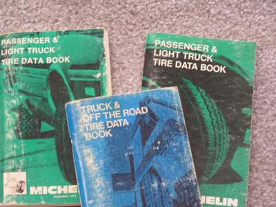 Set of 3 Michelin tire data pocket guides.