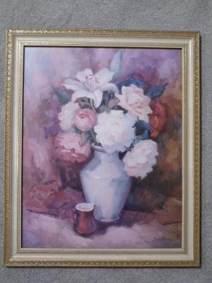 Gold framed wall art print of "DeMore" original,