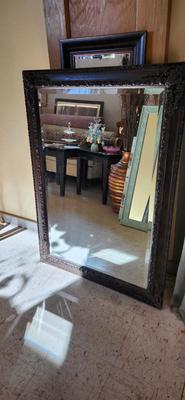 Large framed beveled mirror