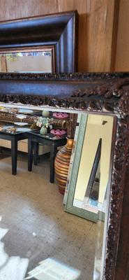 Large framed beveled mirror