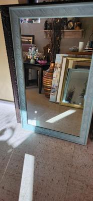 Light aqua vintage painted mirror