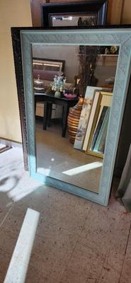 Light aqua vintage painted mirror
