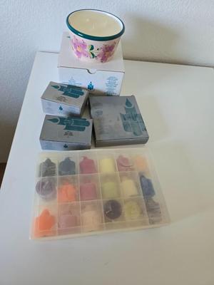 PartyLite Retired St. Tropez 3 wick in ceramic candle with PartyLite Candle Mixed Candle lot