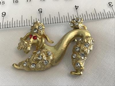 Vintage Poodle Rhinestone Brooch