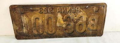 Lot #25 Antique Pennsylvania License Plate - 1928