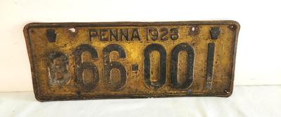 Lot #25 Antique Pennsylvania License Plate - 1928