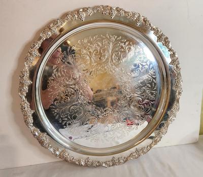 Lot #30 Beautiful Silver Plate Tray - very ornate and heavy