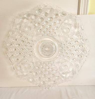 Lot #35 Large LE Smith Mid Century Glass Platter - 23" across - original Box