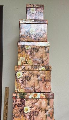 Christmas Gift Boxes Pyramid of Varying Sized Nesting Boxes