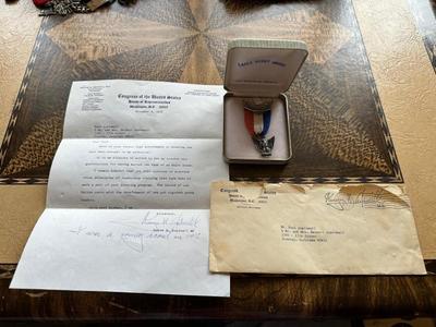 EAGLE SCOUT AWARD WITH A LETTER OF RECOGNITION FROM WAYNE N. ASPINALL, CONGRESS OF THE UNITED STATES, HOUSE OF REP.