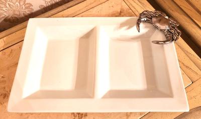 Lot #41 "Mud pie" Crab divided Serving Dish - never used