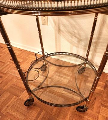 Lot #46 Vintage brass/glass Tea Cart