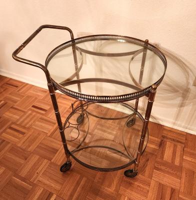 Lot #46 Vintage brass/glass Tea Cart