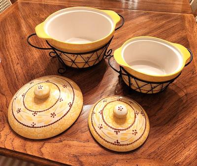Lot #49 Pair Temp-Tations Covered Casseroles in frames