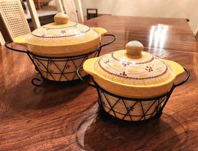 Lot #49 Pair Temp-Tations Covered Casseroles in frames