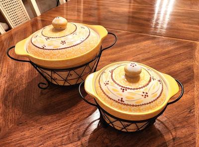 Lot #49 Pair Temp-Tations Covered Casseroles in frames