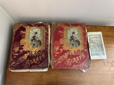 2 ANTIQUE SCRAP BOOKS AND PICTURES OF MEMORY BOOK