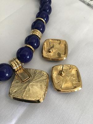 Excellent Condition Square Enamel Faux Pearl Set. Avon Vintage