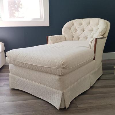 LOT 1: Upholstered Chaise Lounge Chair with Wood Accents -Trend Line Furniture by Mohasco