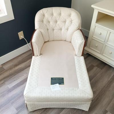 LOT 1: Upholstered Chaise Lounge Chair with Wood Accents -Trend Line Furniture by Mohasco