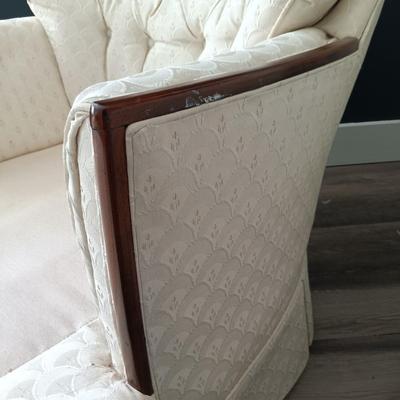 LOT 1: Upholstered Chaise Lounge Chair with Wood Accents -Trend Line Furniture by Mohasco
