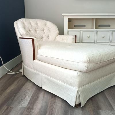 LOT 1: Upholstered Chaise Lounge Chair with Wood Accents -Trend Line Furniture by Mohasco