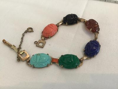 Vintage Hong Kong Scarab Bracelet