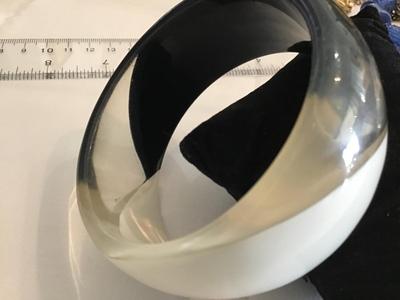 Black White Clear Wide Bangle