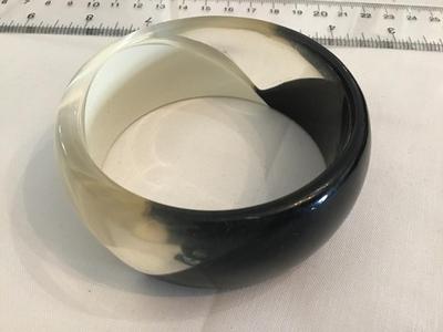 Black White Clear Wide Bangle