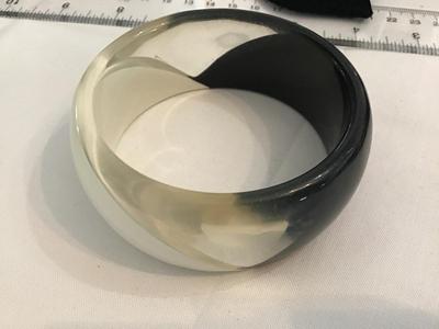 Black White Clear Wide Bangle