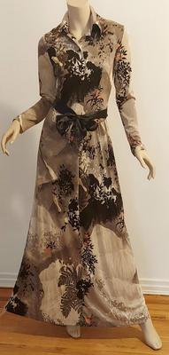 Vtg ToniTodd 60-70s Maxi Jungle Hostess dress