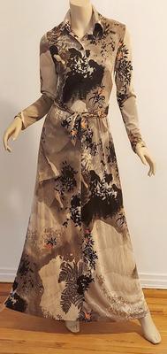 Vtg ToniTodd 60-70s Maxi Jungle Hostess dress