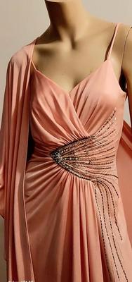 Exquisite 70s Jack Bryan Ballet Pink Maxi dress w/ long Shawl