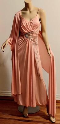 Exquisite 70s Jack Bryan Ballet Pink Maxi dress w/ long Shawl