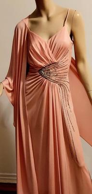 Exquisite 70s Jack Bryan Ballet Pink Maxi dress w/ long Shawl